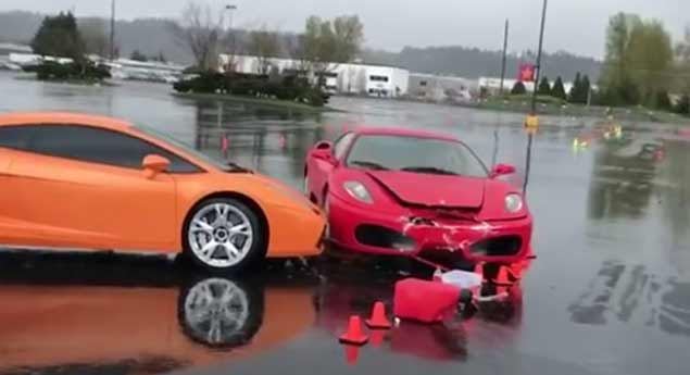 Ferrari testa resistência… de um Lamborghini