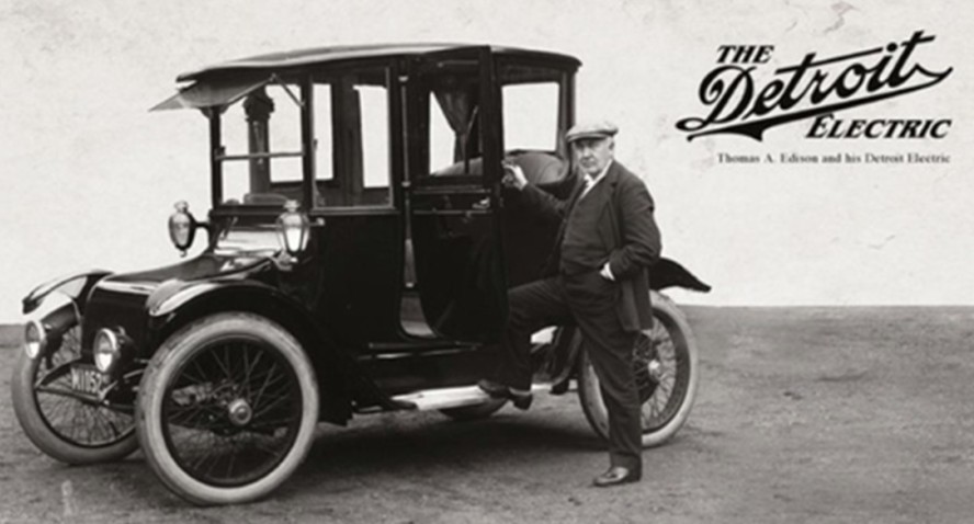 O inventor Thomas Edison e o seu Detroit Electric de 1914