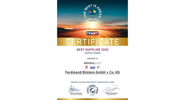 bilstein group distinguido pela Temot International como melhor fornecedor