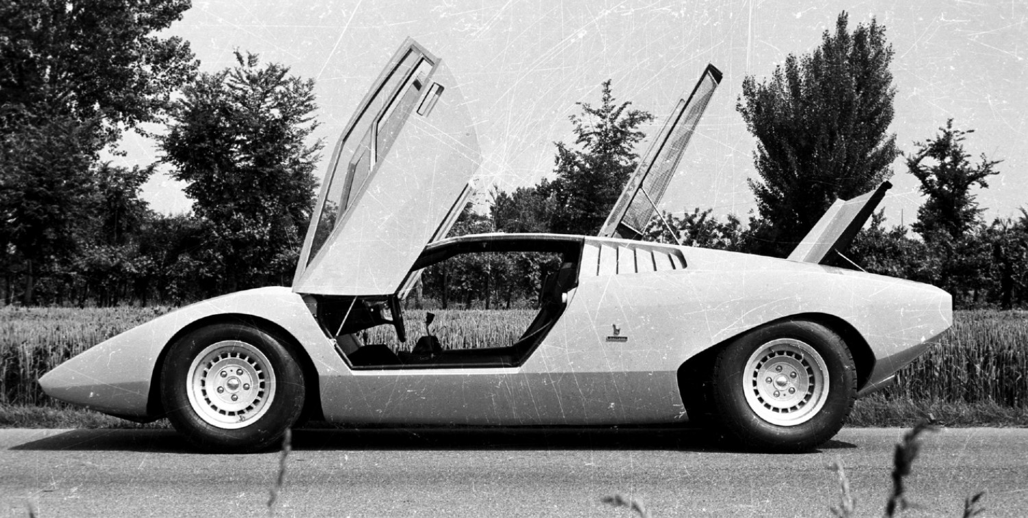 Uma das primeiras fotografias do protótipo Lamborghini Countach LP500