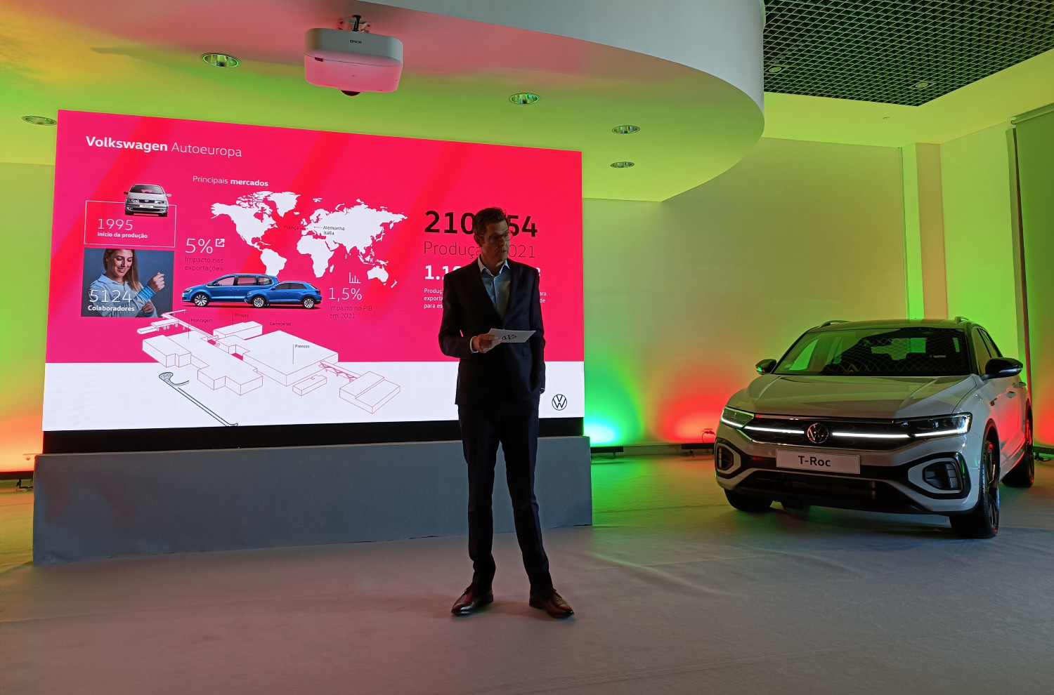 O director geral da AutoEuropa, Thomas Hegel Gunther, anfitrião da apresentação do novo Volkswagen T-Roc